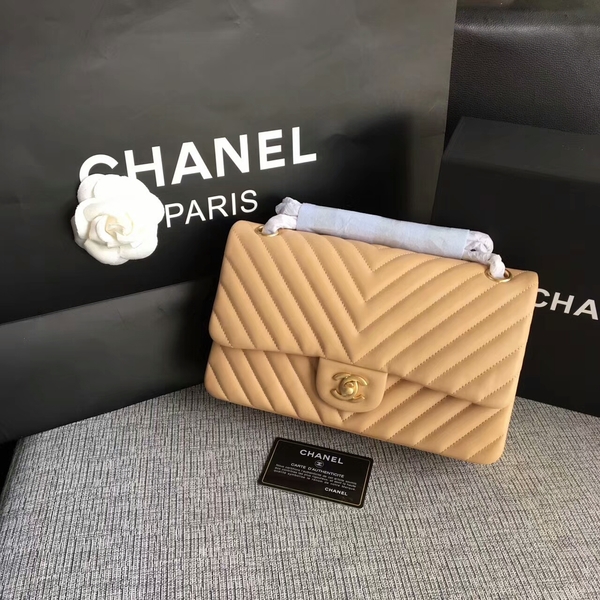 Chanel Flap Shoulder Bags Camel Original Sheepskin CF1112 Gold