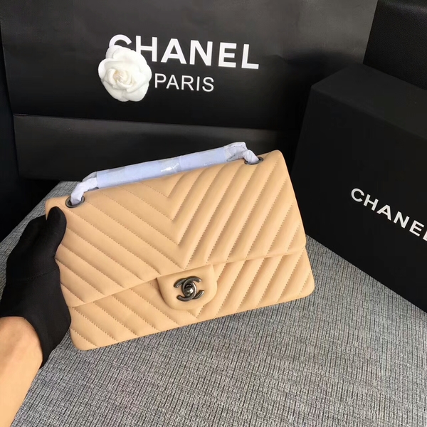 Chanel Flap Shoulder Bags Camel Original Sheepskin CF1112 Silver