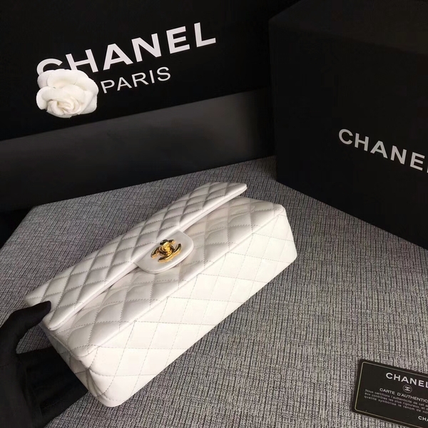 Chanel Flap Shoulder Bags White Original Patent Leather CF1112 Gold