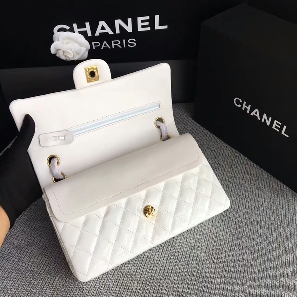 Chanel Flap Shoulder Bags White Original Patent Leather CF1112 Gold