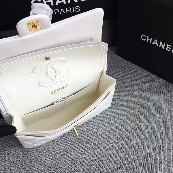 Chanel Flap Shoulder Bags White Original Patent Leather CF1112 Gold