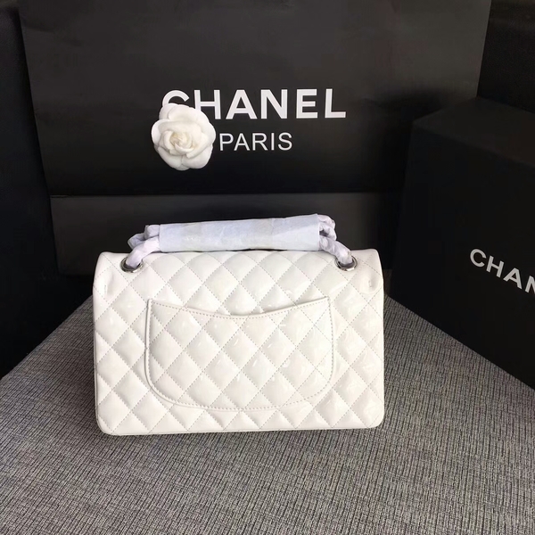 Chanel Flap Shoulder Bags White Original Patent Leather CF1112 Silver