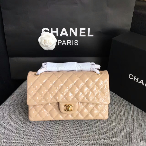 Chanel Flap Shoulder Bags Camel Original Patent Leather CF1112 Gold