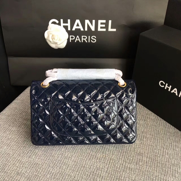 Chanel Flap Shoulder Bags Dark Blue Original Patent Leather CF1112 Gold