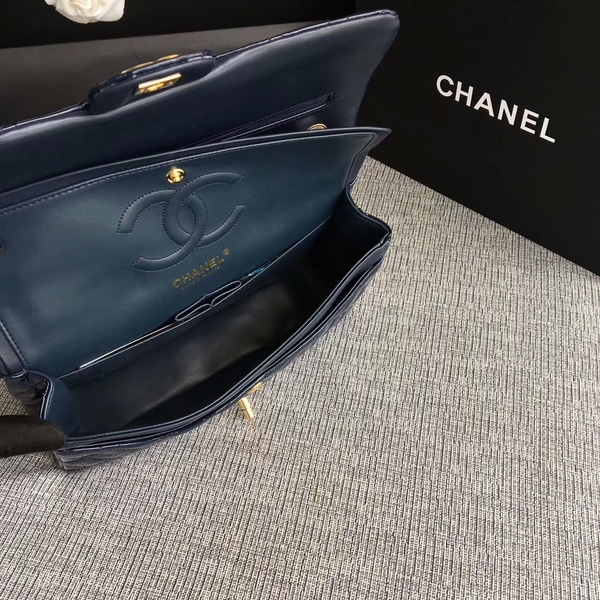 Chanel Flap Shoulder Bags Dark Blue Original Patent Leather CF1112 Gold