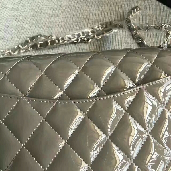 Chanel Flap Shoulder Bags Grey Original Patent Leather CF1112 Silver