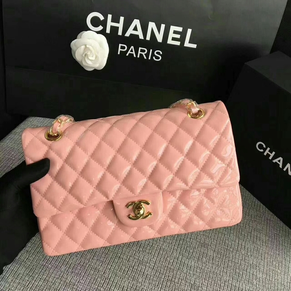 Chanel Flap Shoulder Bags Light Pink Original Patent Leather CF1112 Gold