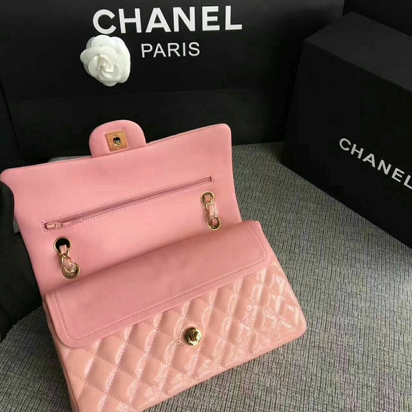 Chanel Flap Shoulder Bags Light Pink Original Patent Leather CF1112 Gold