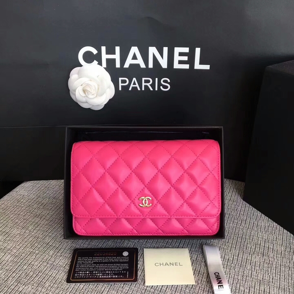 Chanel WOC Flap Bag Pink Original Sheepskin Leather 33814 Glod