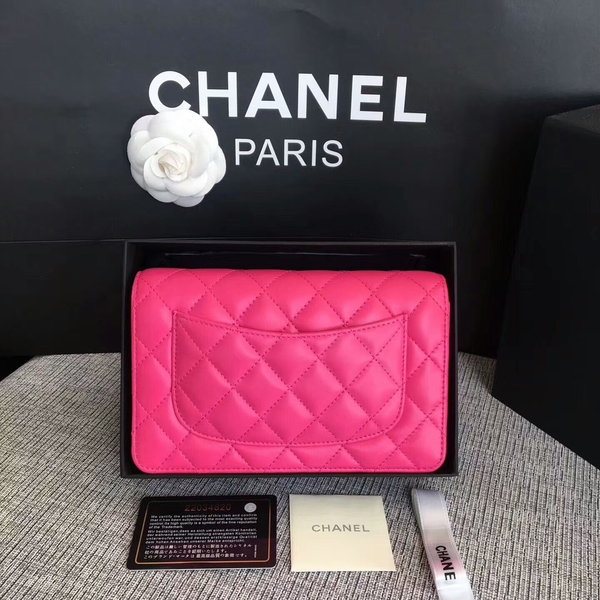 Chanel WOC Flap Bag Pink Original Sheepskin Leather 33814 Glod