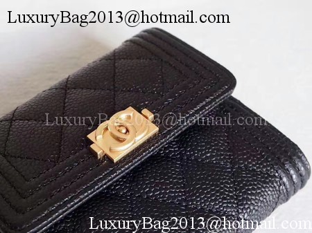 Chanel Matelasse Bi-Fold Wallet Black Cannage Patterns A48980 Gold