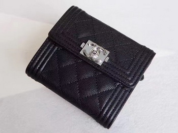 Chanel Matelasse Bi-Fold Wallet Black Cannage Patterns A48980 Silver