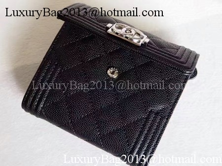 Chanel Matelasse Bi-Fold Wallet Black Cannage Patterns A48980 Silver