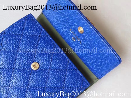 Chanel Matelasse Bi-Fold Wallet Blue Cannage Patterns A48980 Gold