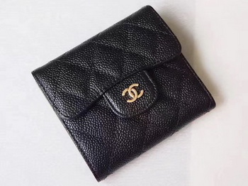 Chanel Tri-Fold Wallet Cannage Pattern Leather A48981 Black