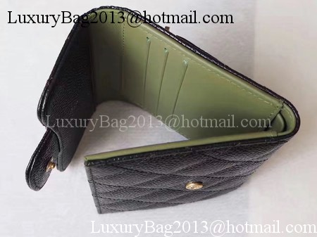 Chanel Tri-Fold Wallet Cannage Pattern Leather A48981 Black