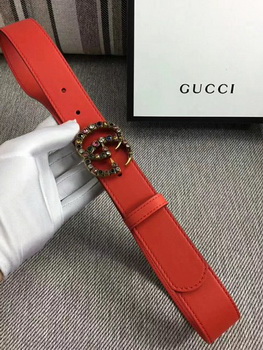 Gucci 34mm Leather Belt GG57001 Red