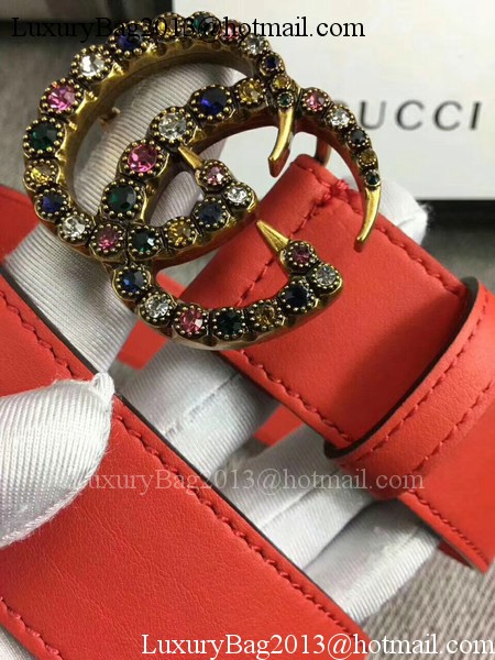 Gucci 34mm Leather Belt GG57001 Red