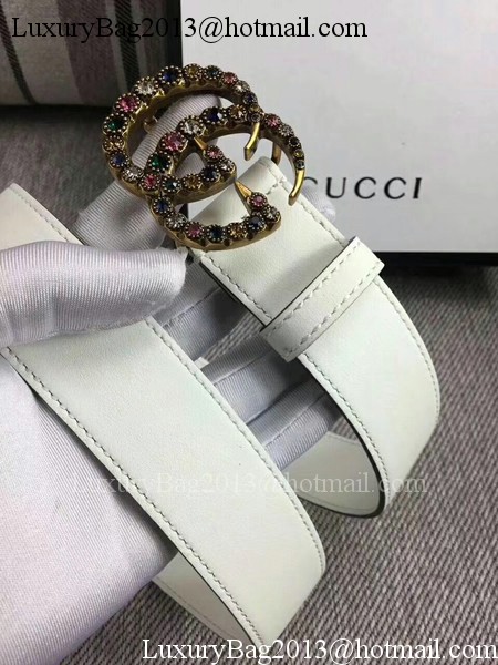 Gucci 34mm Leather Belt GG57001 White