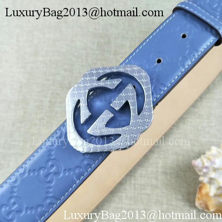 Gucci 38mm Leather Belt GG57098 Blue