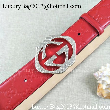 Gucci 38mm Leather Belt GG57098 Red