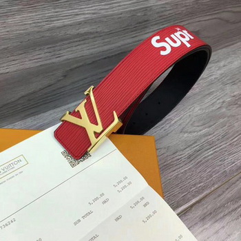 Louis Vuitton SPREME 40mm Red Epi Leather Belt M5897 Gold