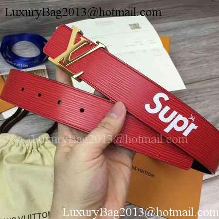 Louis Vuitton SPREME 40mm Red Epi Leather Belt M5897 Gold