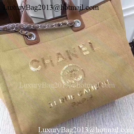 Chanel Canvas Tote Shopping Bag A68046 Apricot