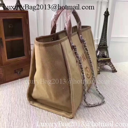 Chanel Canvas Tote Shopping Bag A68046 Apricot