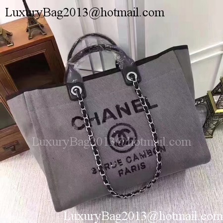 Chanel Canvas Tote Shopping Bag A68046 Grey