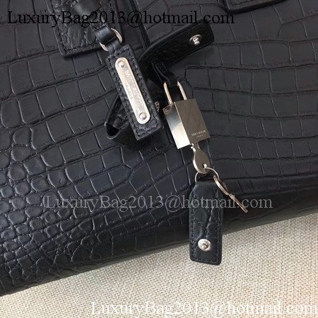 Yves Saint Laurent Classic Sac De Jour Bag Croco Leather Y398709 Black