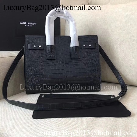 Yves Saint Laurent Classic Sac De Jour Bag Croco Leather Y398709 Black