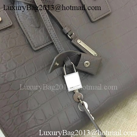 Yves Saint Laurent Classic Sac De Jour Bag Croco Leather Y398709 Grey