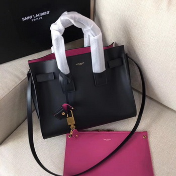 Yves Saint Laurent Classic Sac De Jour Bag Smooth Leather Y398709 Black&Rose