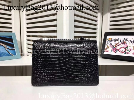 Yves Saint Laurent Croco Leather Cross-body Shoulder Bag Y00931 Black