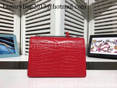 Yves Saint Laurent Croco Leather Cross-body Shoulder Bag Y00931 Red