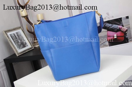 CELINE Sangle Seau Bag in Litchi Leather C3371 Blue