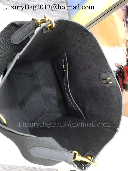 CELINE Sangle Seau Bag in Litchi Leather C3371 Grey