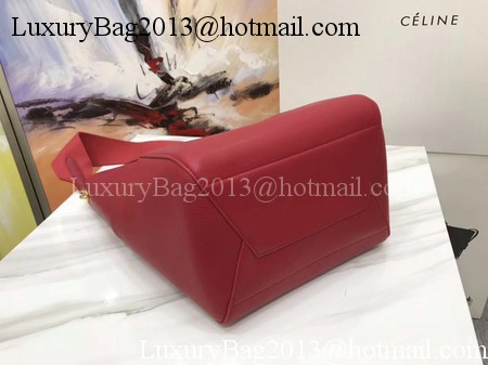 CELINE Sangle Seau Bag in Litchi Leather C3371 Red