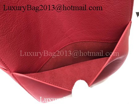 CELINE Sangle Seau Bag in Litchi Leather C3371 Red