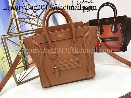 Celine Luggage Nano Tote Bag Original Leather CC3560 Brown