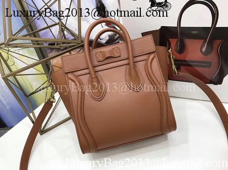 Celine Luggage Nano Tote Bag Original Leather CC3560 Brown