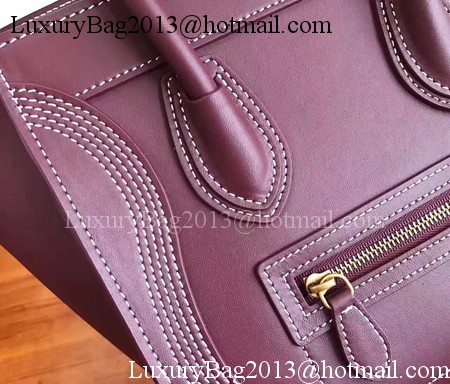 Celine Luggage Nano Tote Bag Original Leather CC3560 Wine