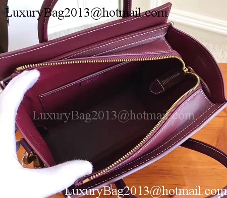 Celine Luggage Nano Tote Bag Original Leather CC3560 Wine