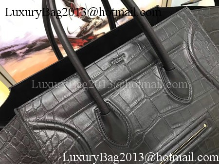 Celine Luggage Phantom Tote Bag Croco Leather CT3372 Black