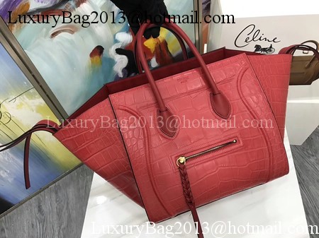 Celine Luggage Phantom Tote Bag Croco Leather CT3372 Red