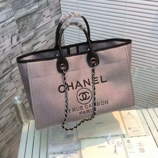 Chanel Large Canvas Tote Shopping Bag CNA1679 Grey