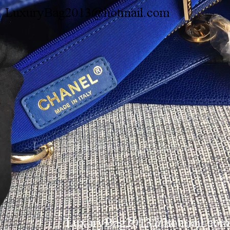 Chanel LE Boy Grand Shopping Tote Bag GST Blue Cannage Pattern A50995 Gold