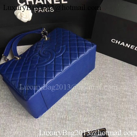 Chanel LE Boy Grand Shopping Tote Bag GST Blue Cannage Pattern A50995 Silver