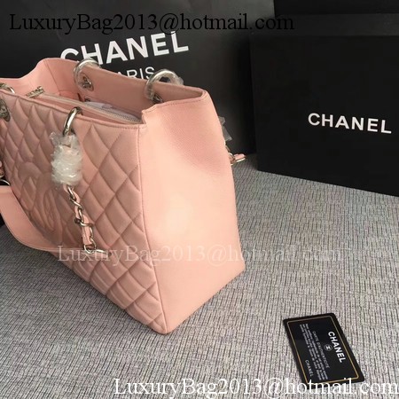 Chanel LE Boy Grand Shopping Tote Bag GST Pink Cannage Pattern A50995 Silver